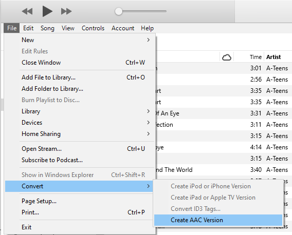 Use iTunes to create M4A version