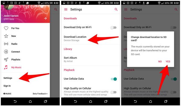 Move Apple Music from device storage to SD card