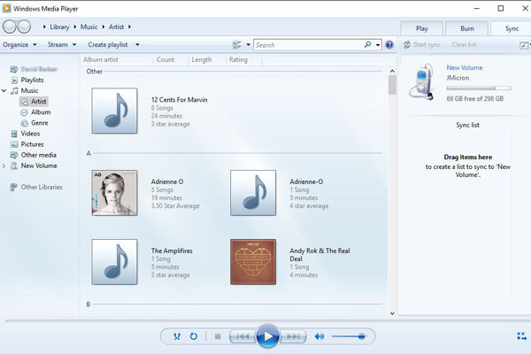 Sync songs with Windows Media Player