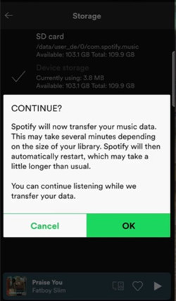 Transfer Spotify songs from internal storage to SD card