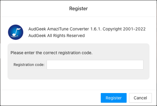 Register AudGeek AmaziTune Converter for Mac