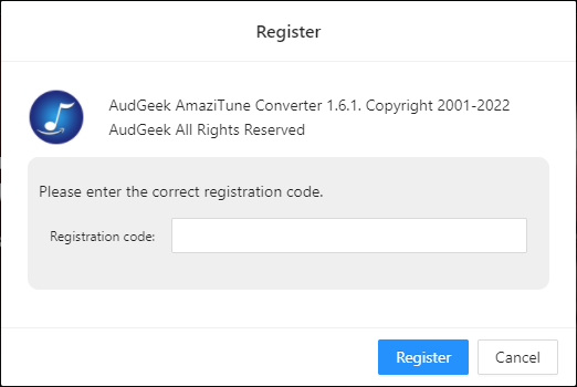 Register AudGeek AmaziTune Converter (Windows)