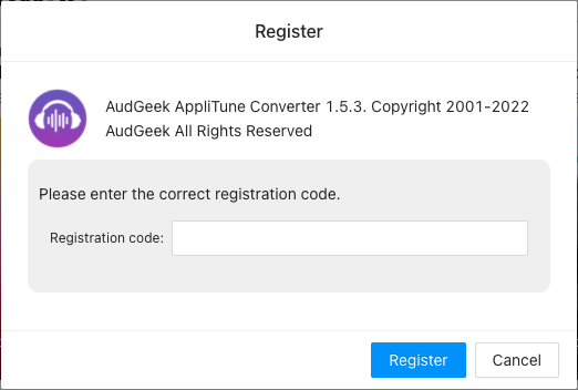 Register AudGeek AppliTune Converter for Mac