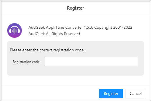 Register AudGeek AppliTune Converter (Windows)