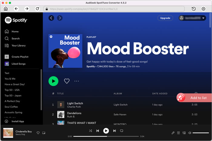 Add Spotify album or playlist to conversion list