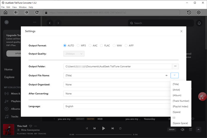 Set ID3 Tags to rename the output files