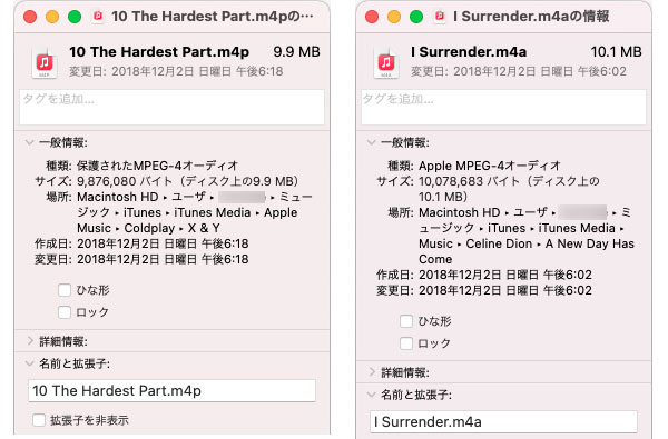 Apple MusicとiTunes M4Aのファイル拡張子の違い